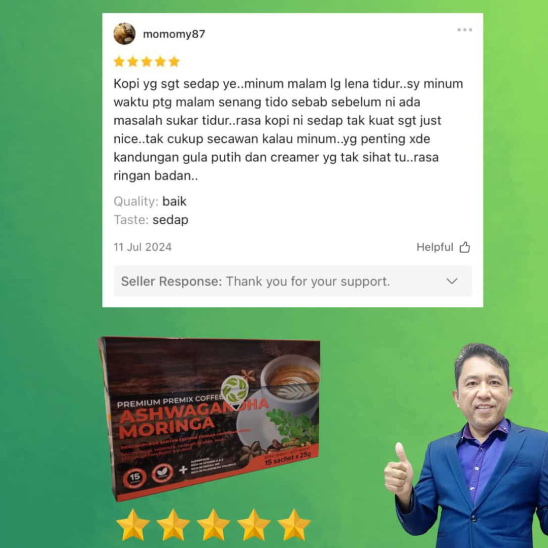 Testimoni KOPI ASHWAGANDA MORINGA
