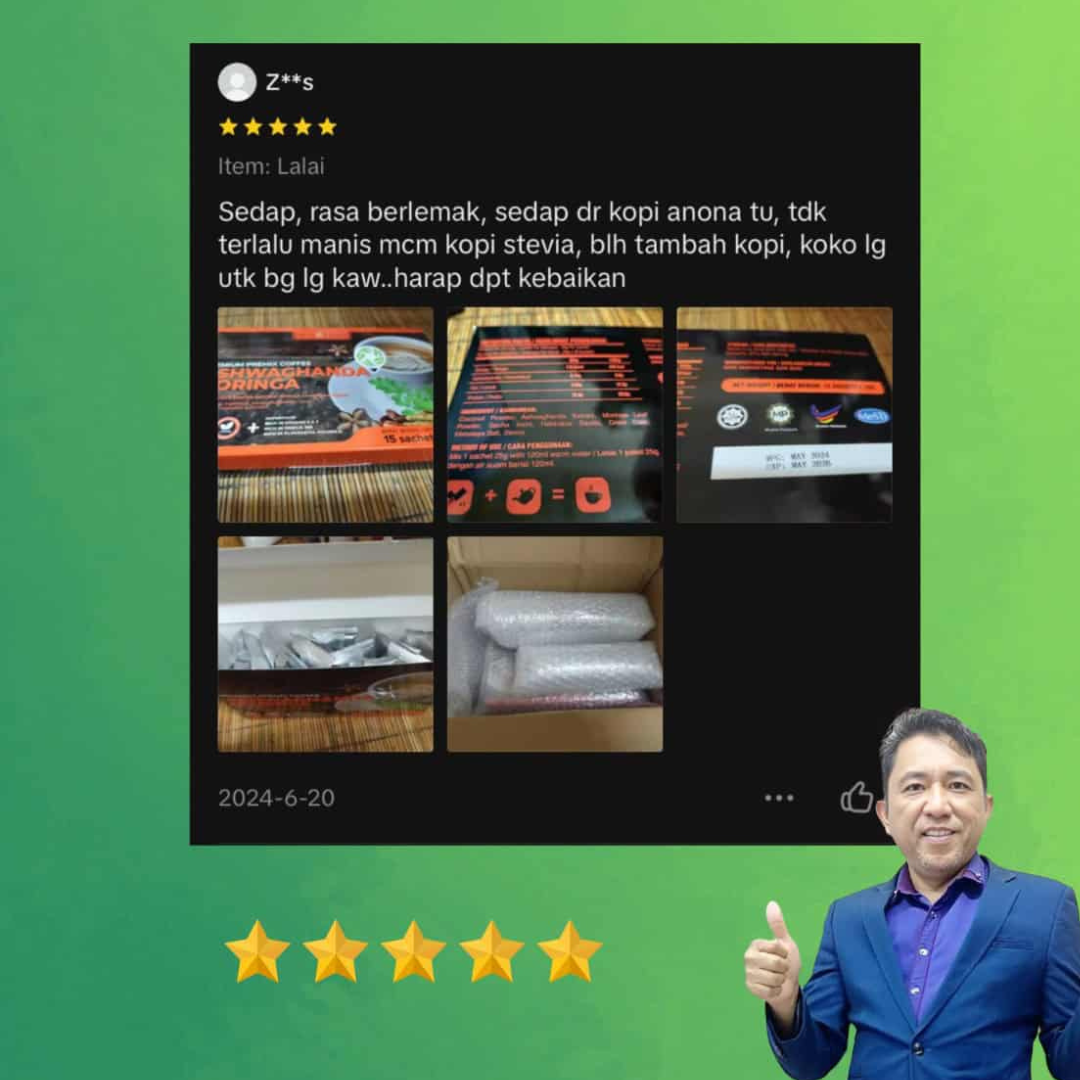 Testimoni KOPI ASHWAGANDA MORINGA