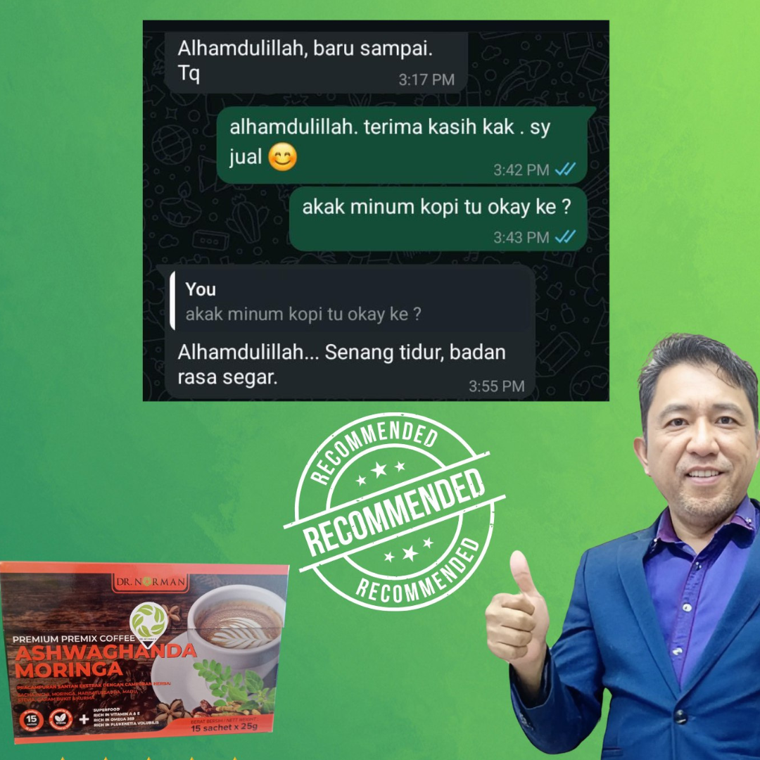 Testimoni KOPI ASHWAGANDA MORINGA