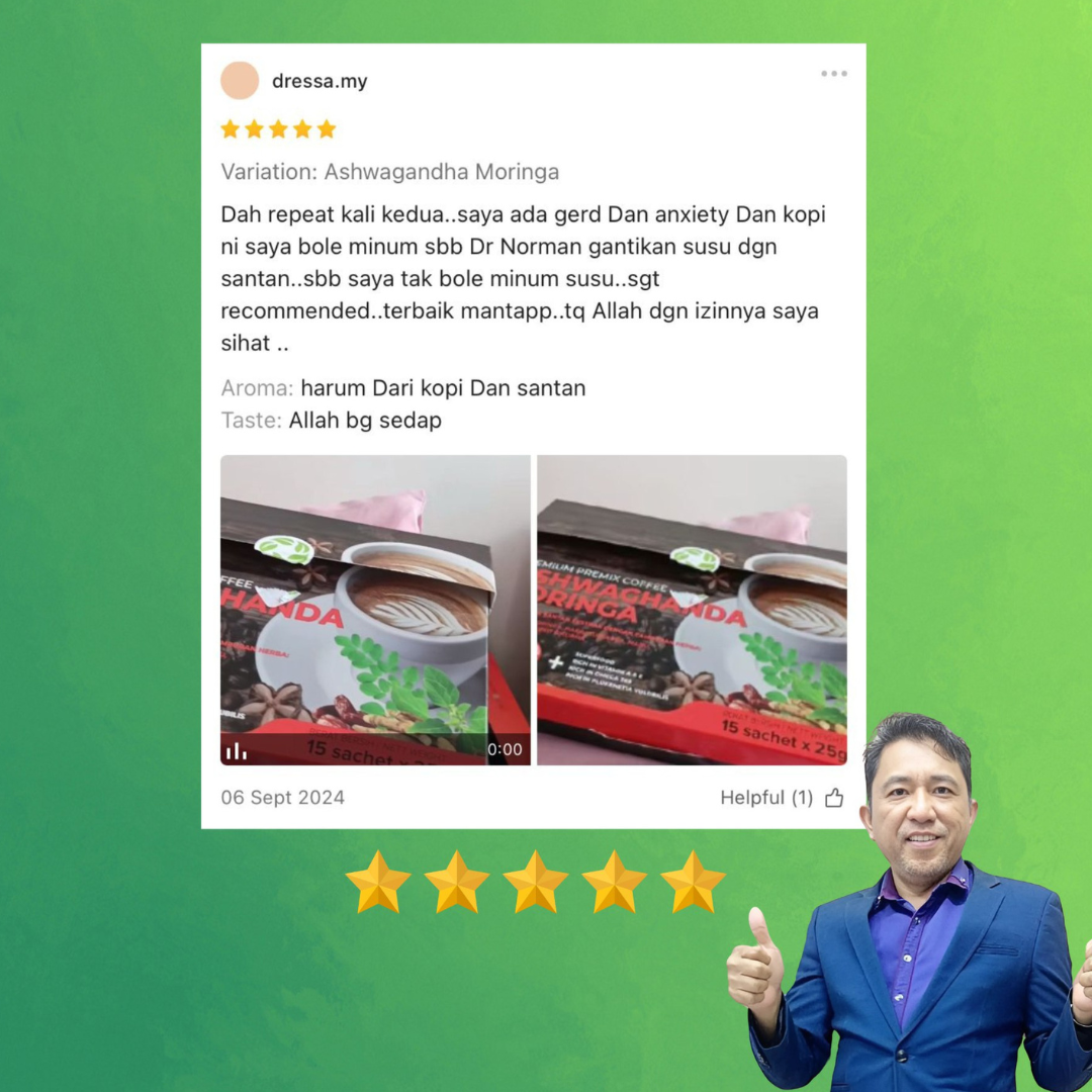 Testimoni KOPI ASHWAGANDA MORINGA